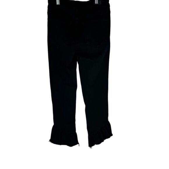 PAIGE Hoxton Shadow Black Straight Curved Ruffle Hem Jeans Sz 27 - Picture 2 of 13